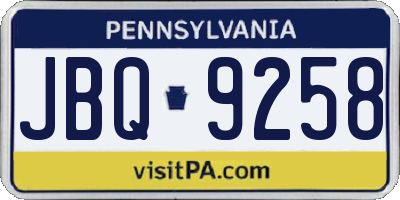PA license plate JBQ9258