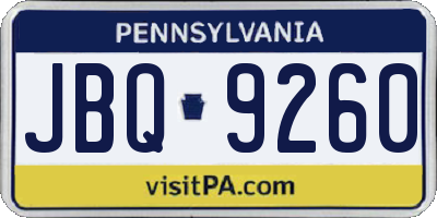 PA license plate JBQ9260