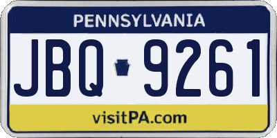 PA license plate JBQ9261