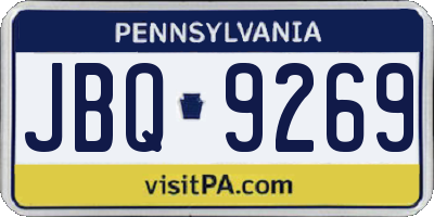 PA license plate JBQ9269