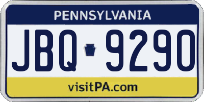 PA license plate JBQ9290