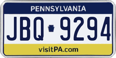 PA license plate JBQ9294
