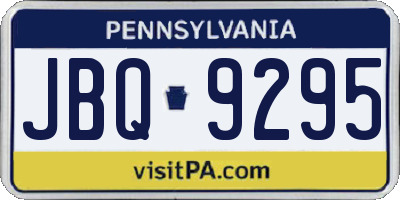 PA license plate JBQ9295