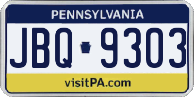 PA license plate JBQ9303