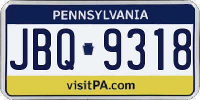 PA license plate JBQ9318