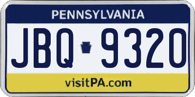 PA license plate JBQ9320