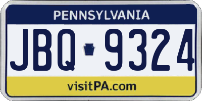 PA license plate JBQ9324