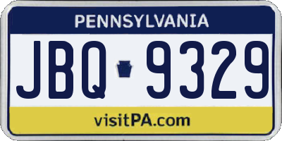 PA license plate JBQ9329