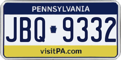 PA license plate JBQ9332