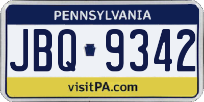 PA license plate JBQ9342