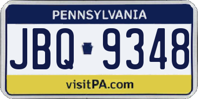 PA license plate JBQ9348