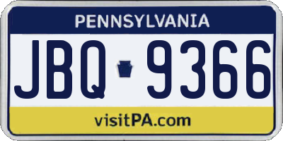 PA license plate JBQ9366