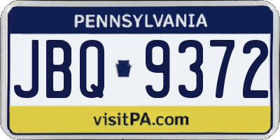 PA license plate JBQ9372