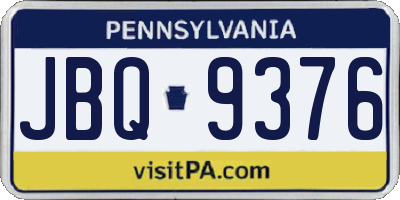 PA license plate JBQ9376