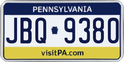 PA license plate JBQ9380