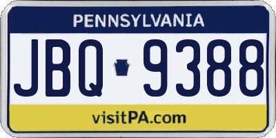 PA license plate JBQ9388