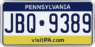 PA license plate JBQ9389