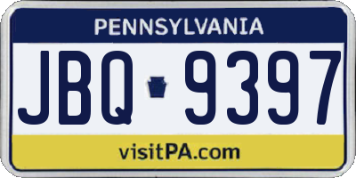 PA license plate JBQ9397