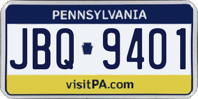 PA license plate JBQ9401