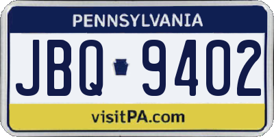 PA license plate JBQ9402