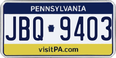 PA license plate JBQ9403