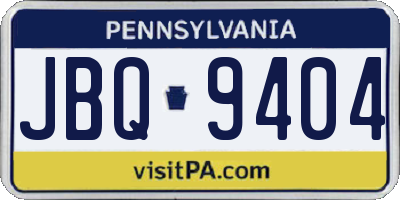 PA license plate JBQ9404