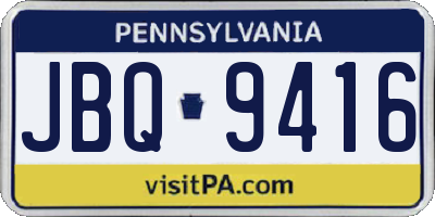 PA license plate JBQ9416