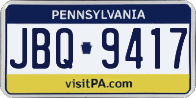 PA license plate JBQ9417