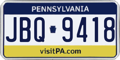 PA license plate JBQ9418