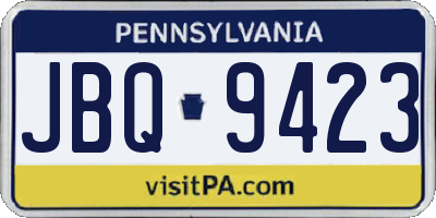 PA license plate JBQ9423