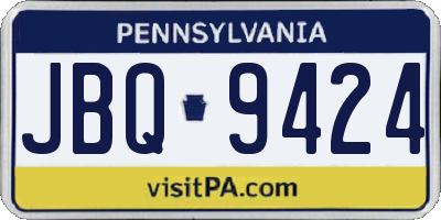 PA license plate JBQ9424