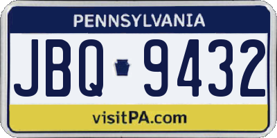 PA license plate JBQ9432