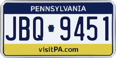 PA license plate JBQ9451