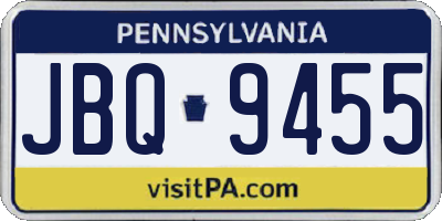 PA license plate JBQ9455