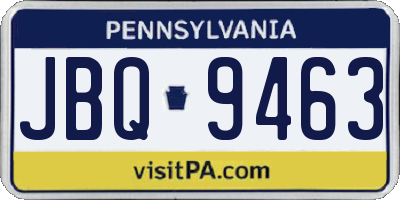 PA license plate JBQ9463