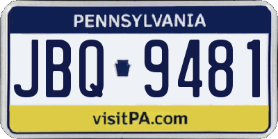 PA license plate JBQ9481