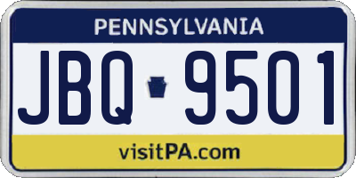 PA license plate JBQ9501