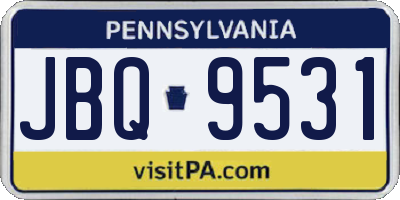 PA license plate JBQ9531