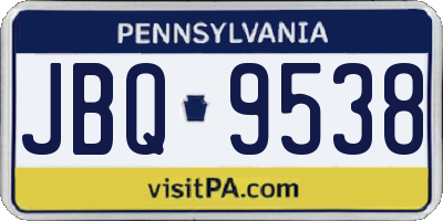 PA license plate JBQ9538