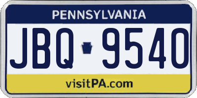 PA license plate JBQ9540