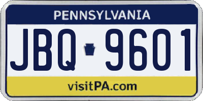 PA license plate JBQ9601