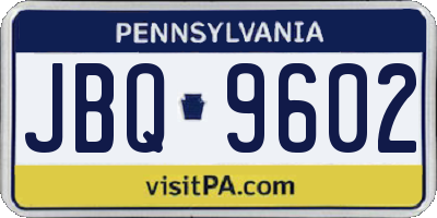 PA license plate JBQ9602