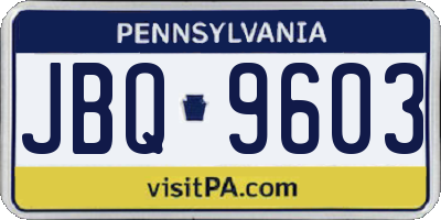 PA license plate JBQ9603
