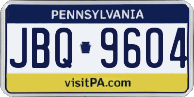 PA license plate JBQ9604
