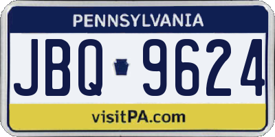 PA license plate JBQ9624