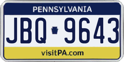 PA license plate JBQ9643