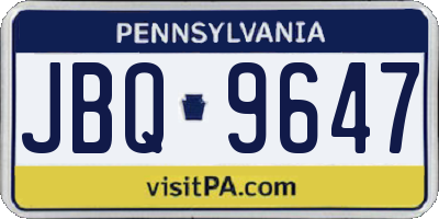 PA license plate JBQ9647