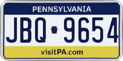 PA license plate JBQ9654
