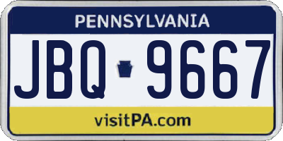 PA license plate JBQ9667