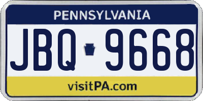 PA license plate JBQ9668